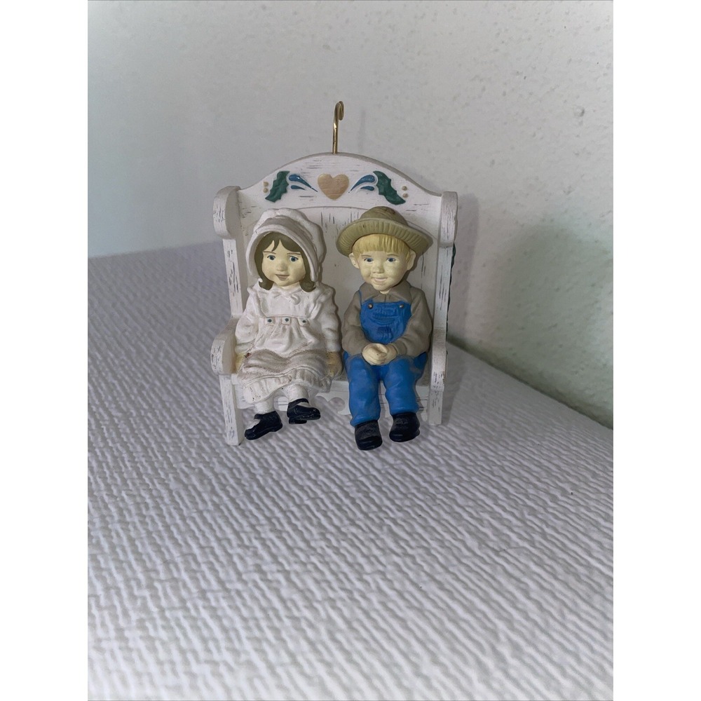 Hallmark Ornament 1995 Our Little Blessings Sculpted by Ken Crow Boy Girl Bench